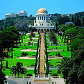 Terraced gardens leading up to the gold-domed Shrine of the Báb in Haifa