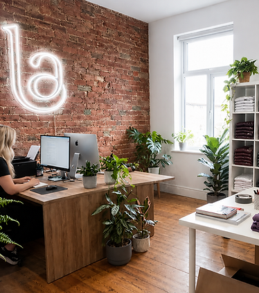 Founder of Little Alike designing hidden detail clothing collections in the home studio