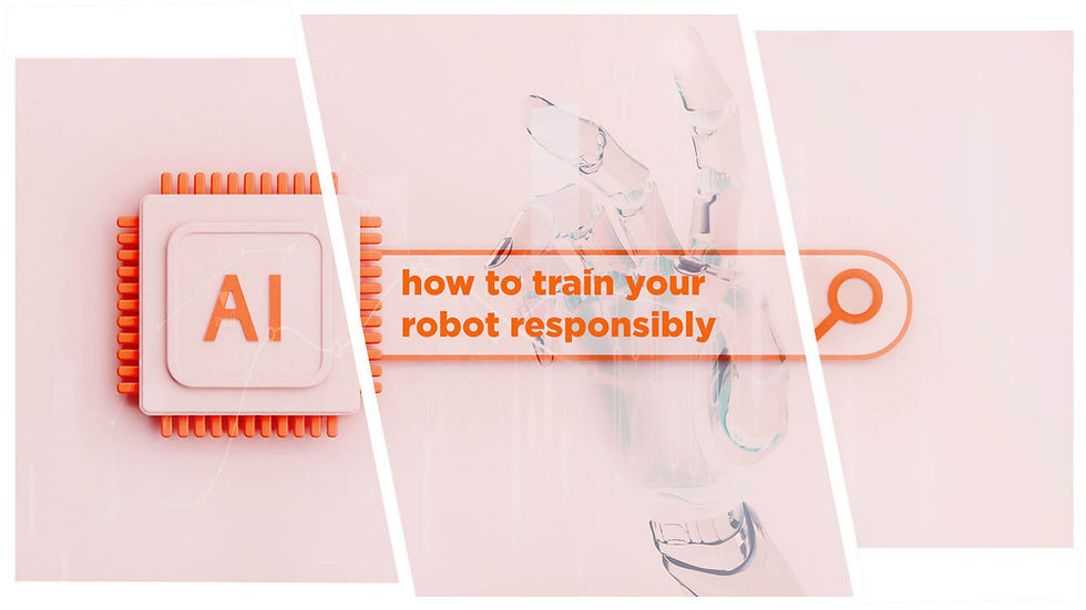 "AI How to train your robot responsibly" with robot hand in background