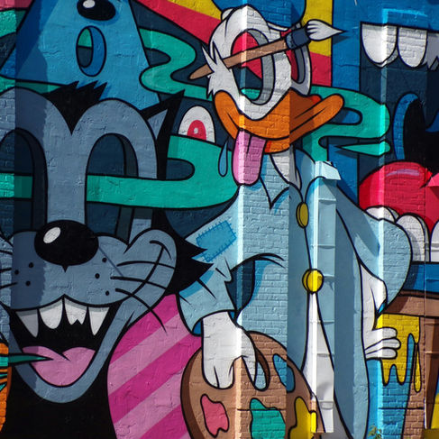 wall mural of donald duck and cat