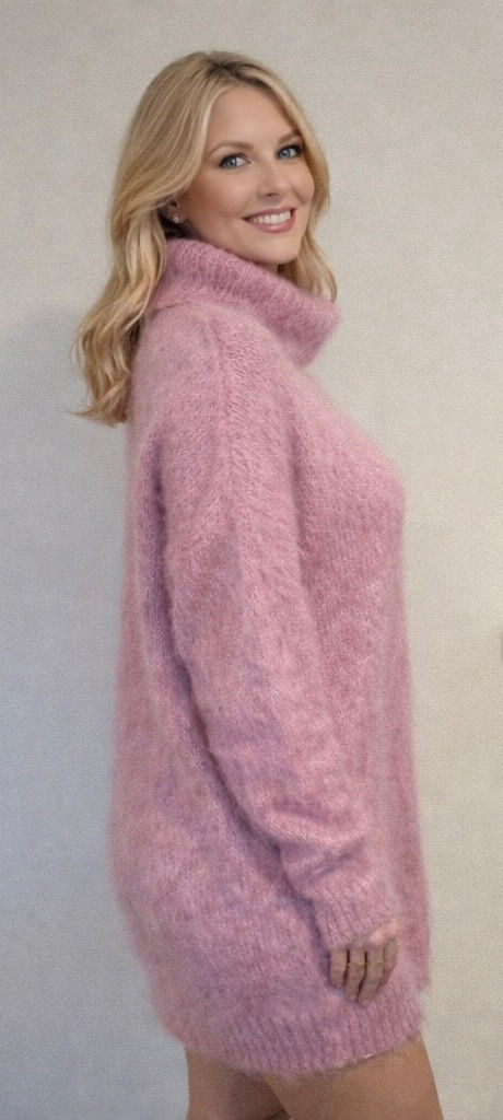 Pink mohair dress side view