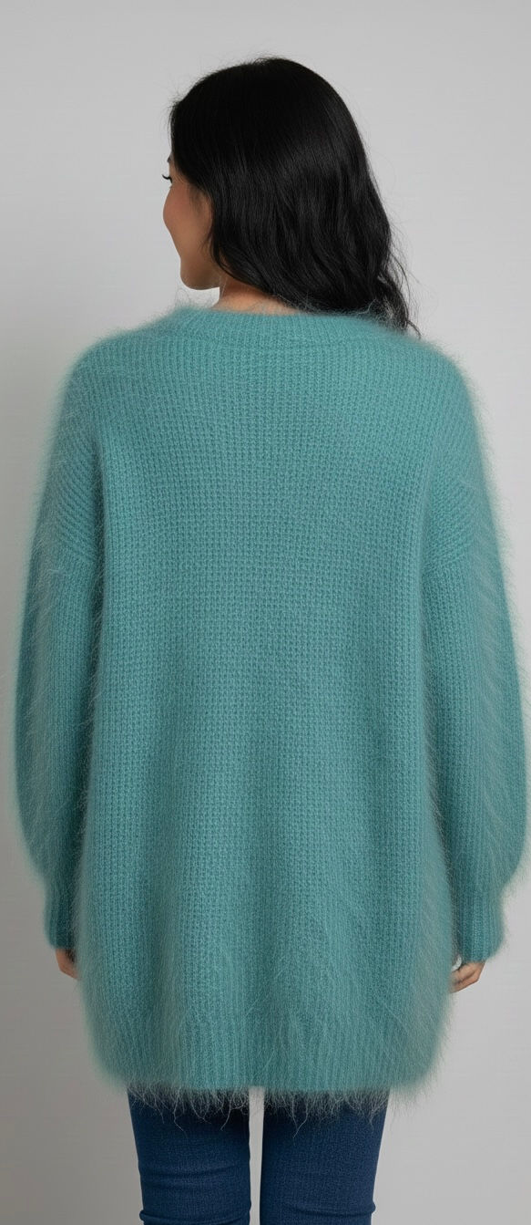 Aqua tunic sweater rear view