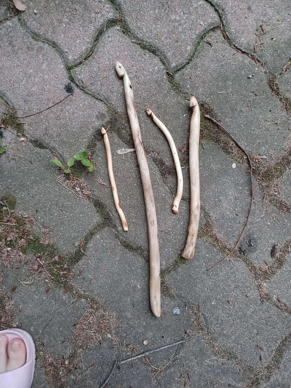 Thumbnail: small crochet wand hand carved from fallen branches