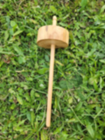 Wyldespun Live edge drop Spindle on grass background