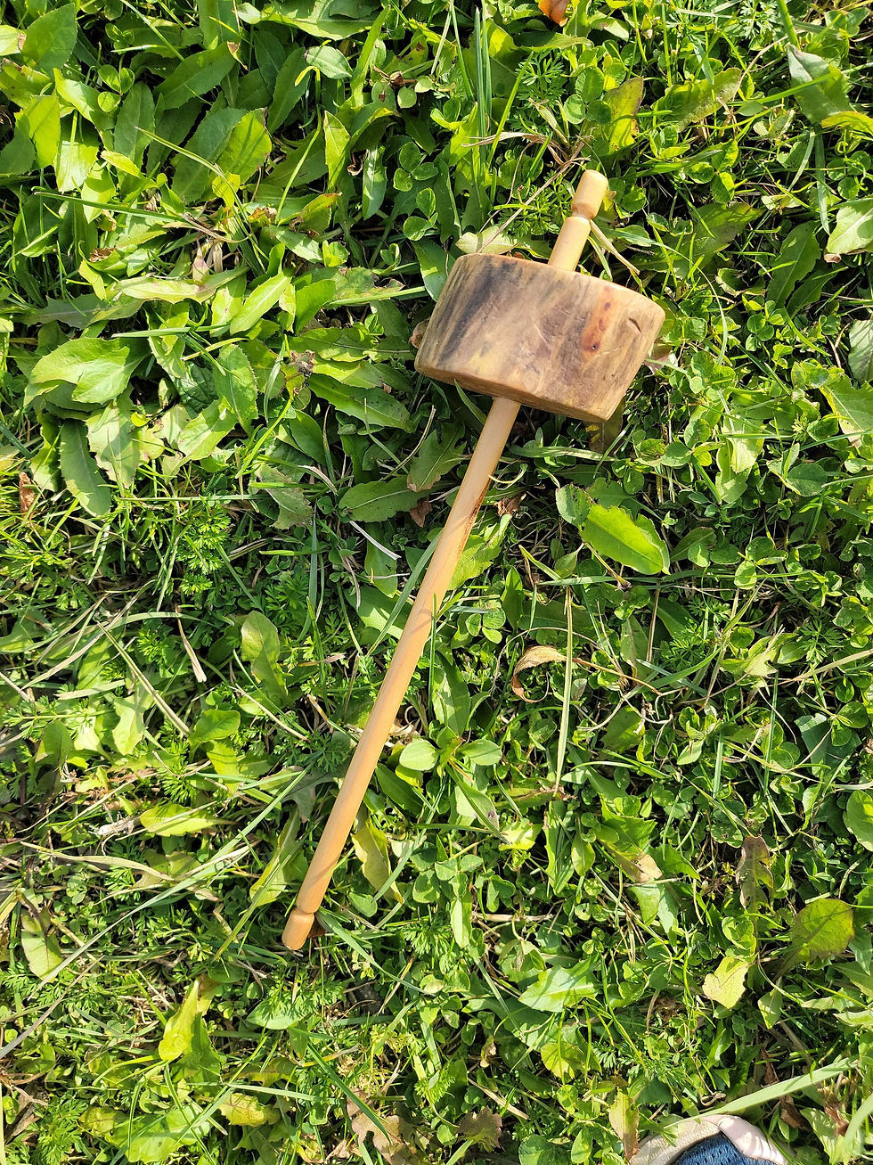 Thumbnail: Wyldespun Live edge drop Spindle on grass background