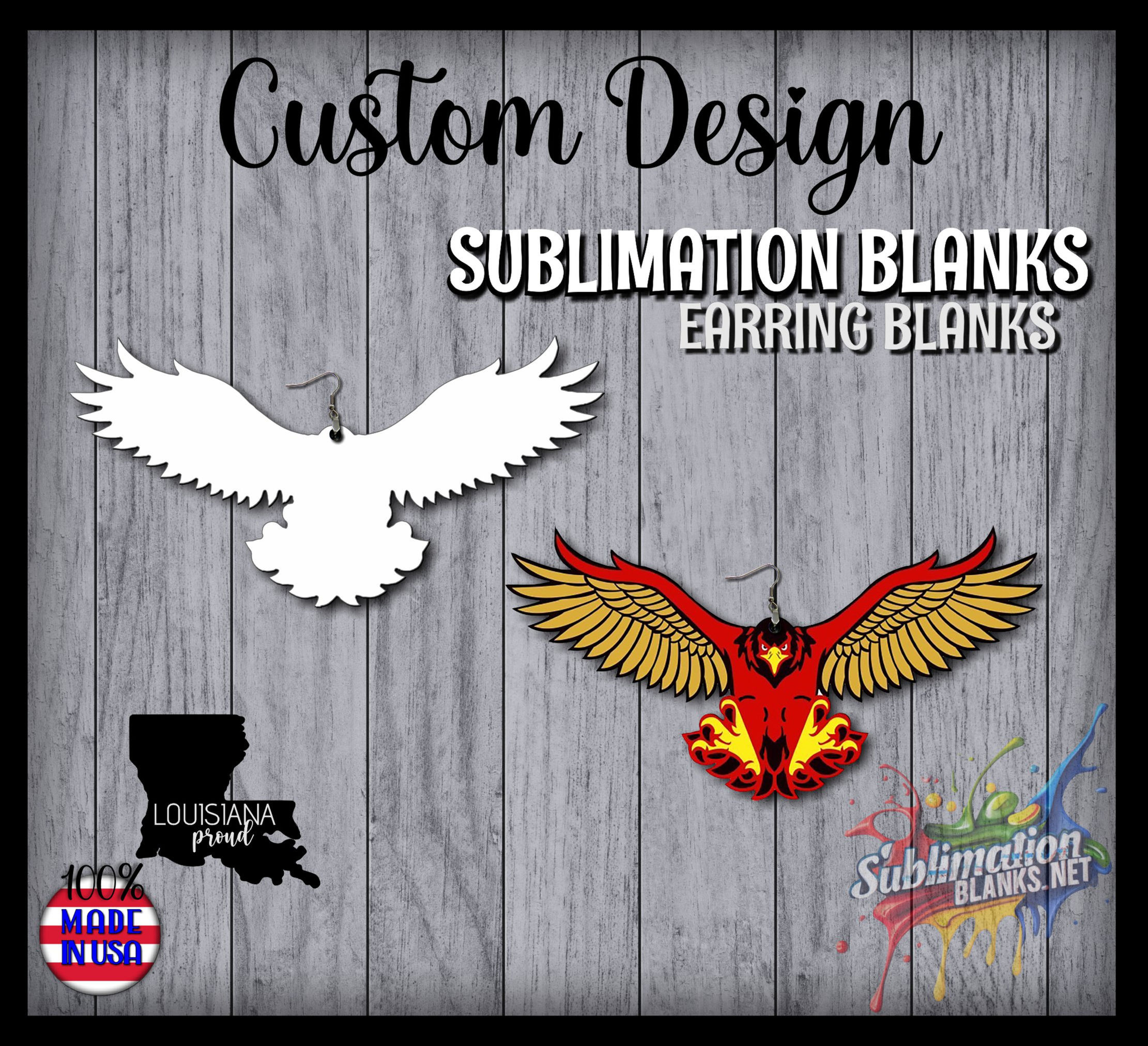 CUSTOM DESIGN Sublimation Blanks Earrings RED HAWKS Sublimation Blanks, Earrings