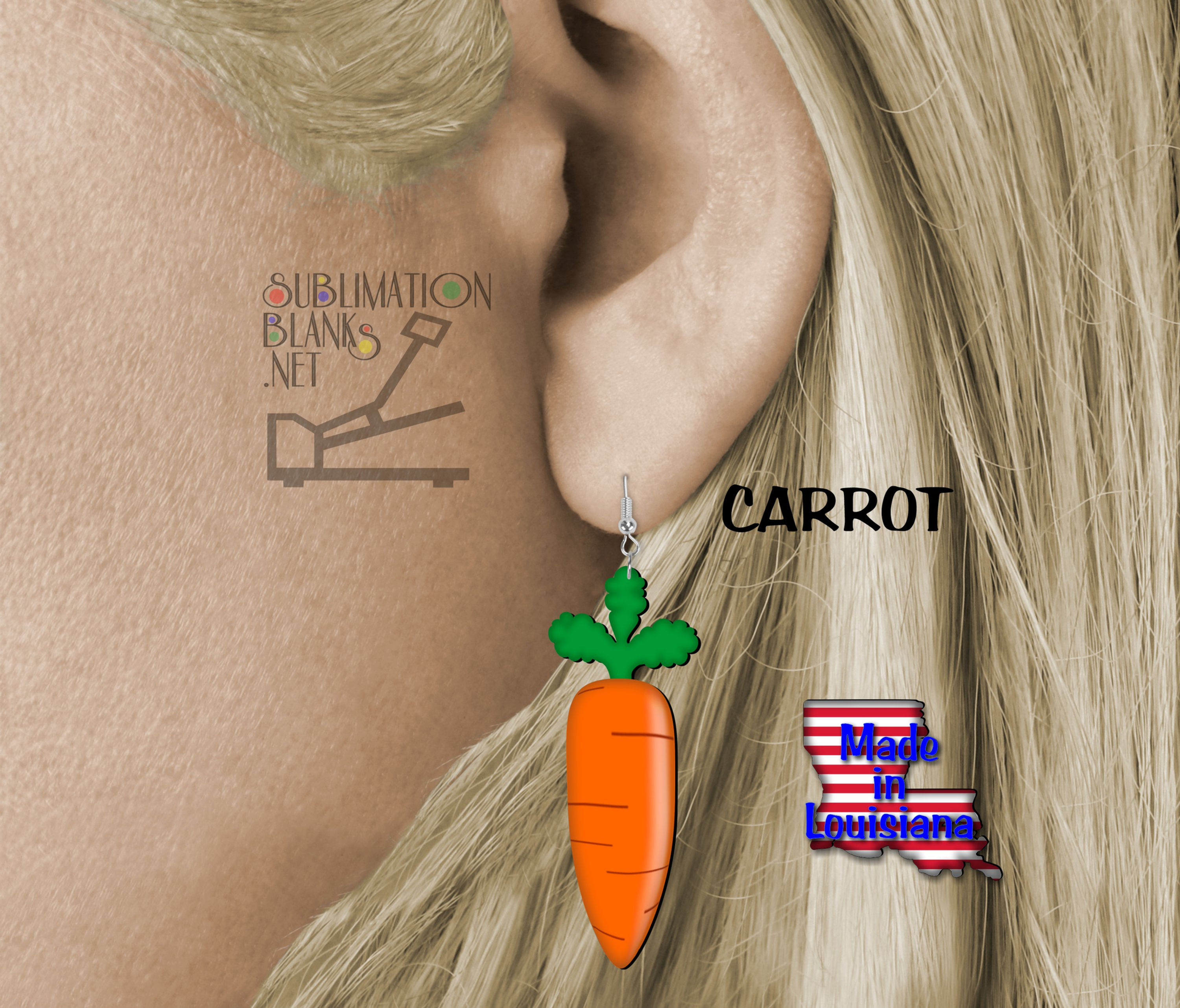 CARROT Dangle Earrings SUBLIMATION Blanks Wholesale Easter Earrings