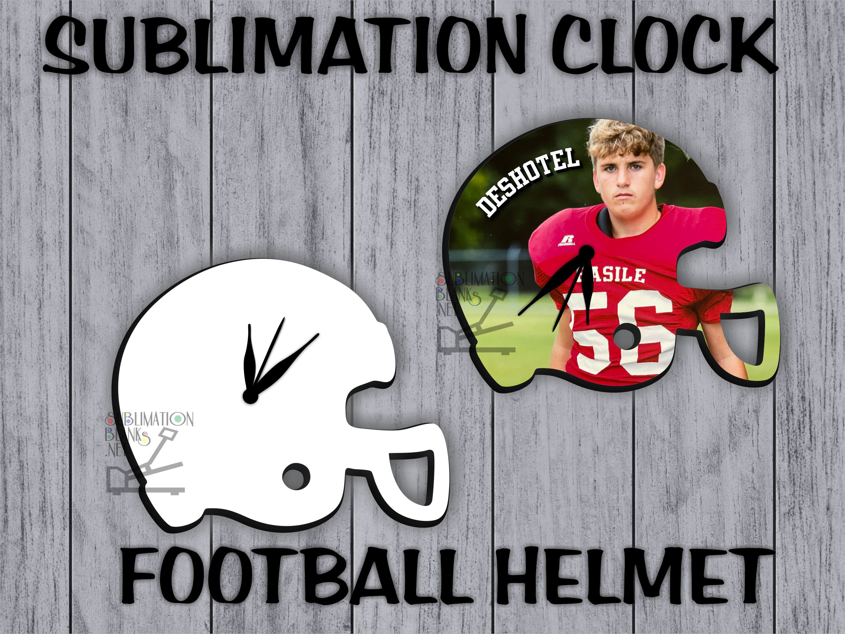 FOOTBALL HELMET SPORTS CLOCK FACE Sublimation Blanks Unisub Mdf Hardboard