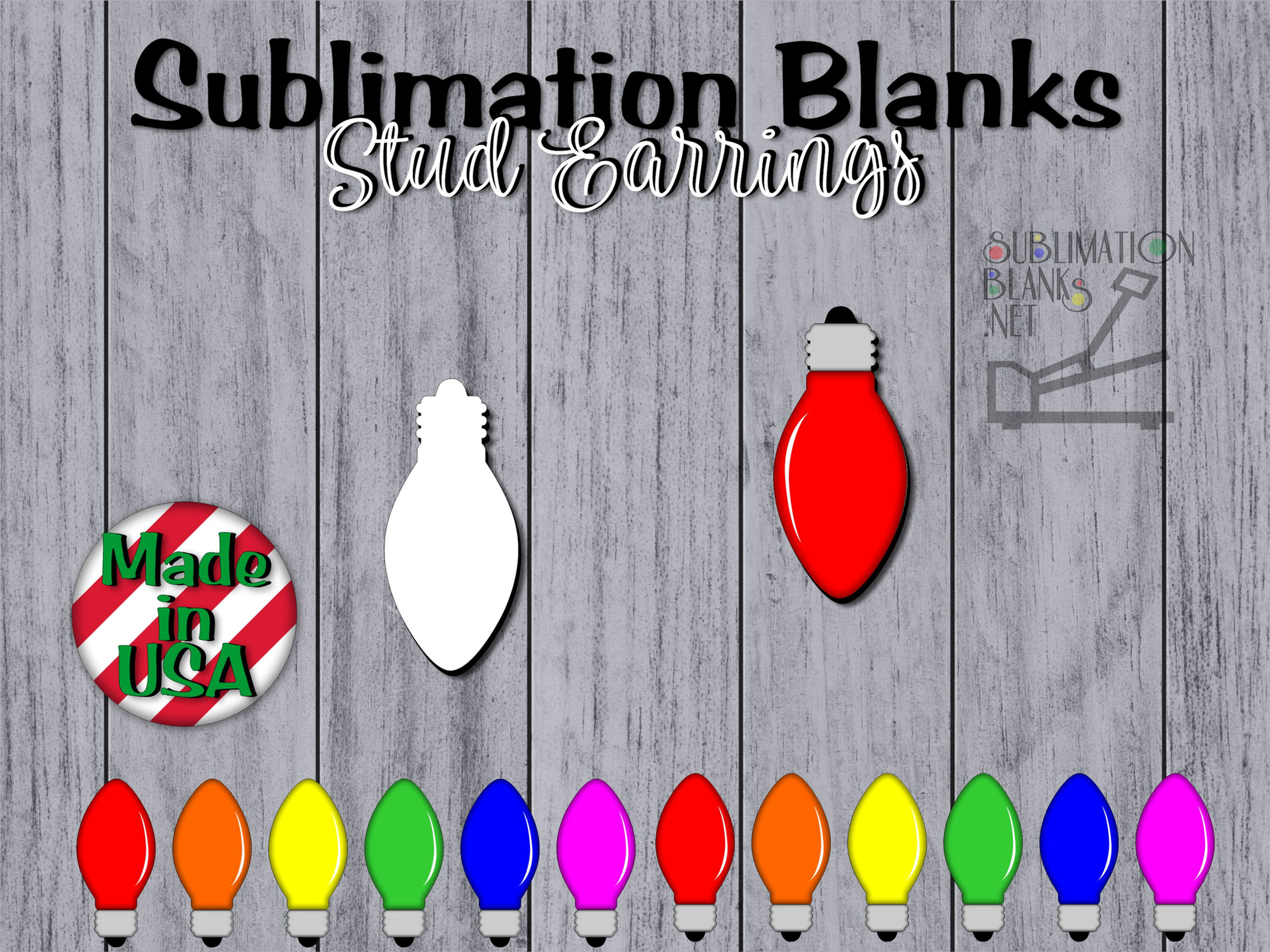 CHRISTMAS EARRINGS LIGHT BULBS STUD Earrings SUBLIMATION Blanks Earrings studs