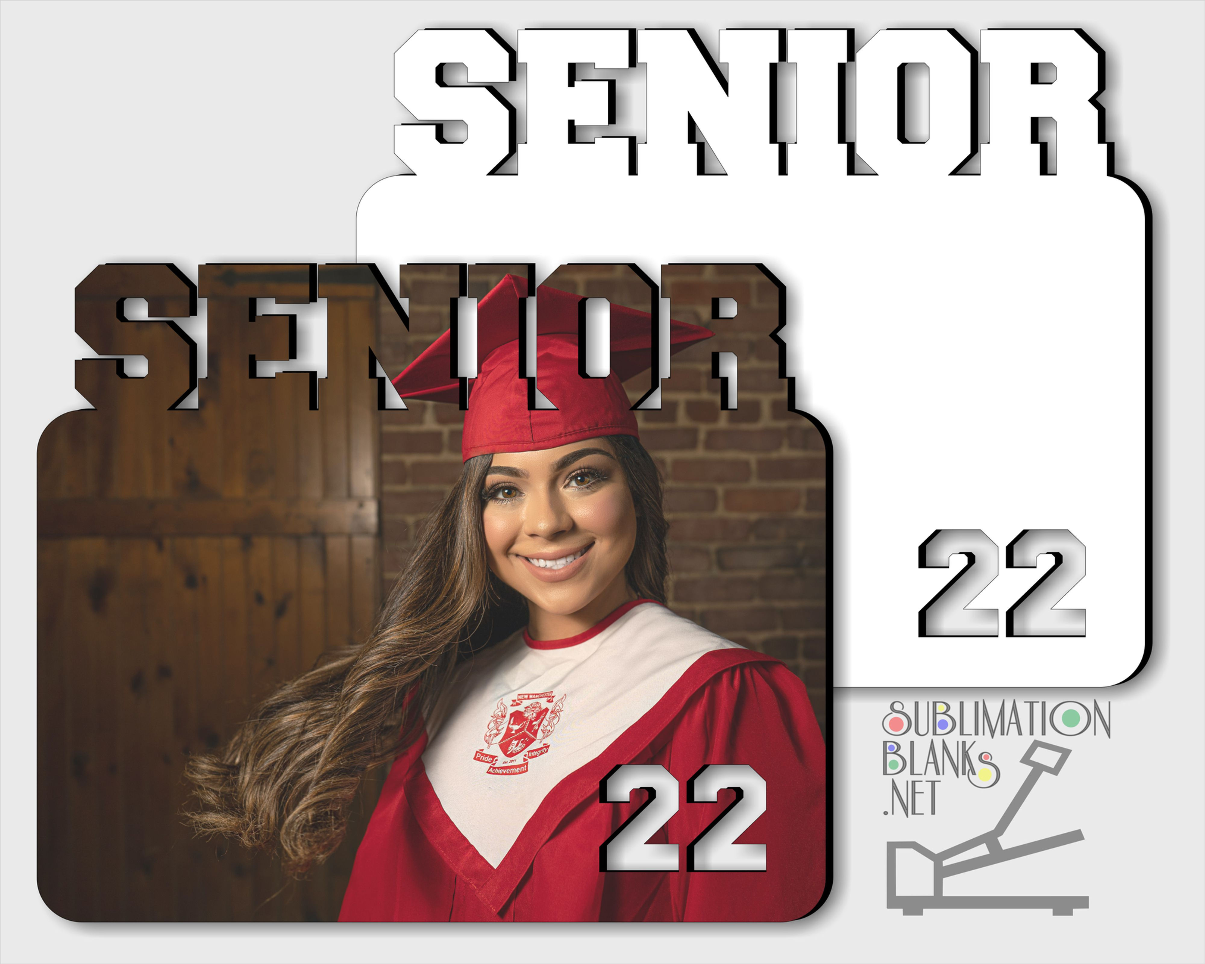 SENIOR 22 in Corner LANDSCAPE LAYOUT Sublimation Blanks Picture Frame Graduation