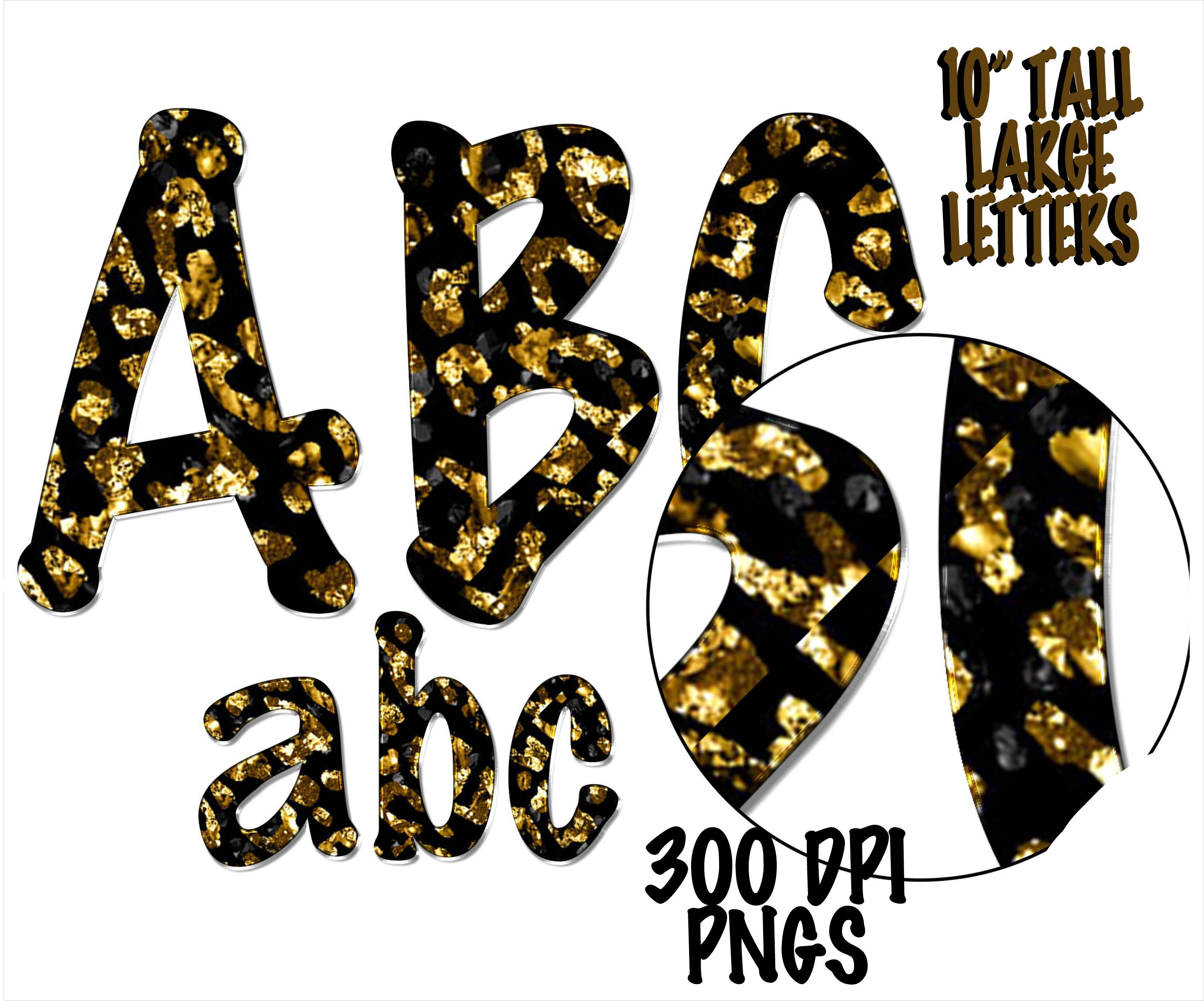 BLACK GOLD Foil GLITTER Png Font Png Sublimation Designs Downloads Letter Bundle