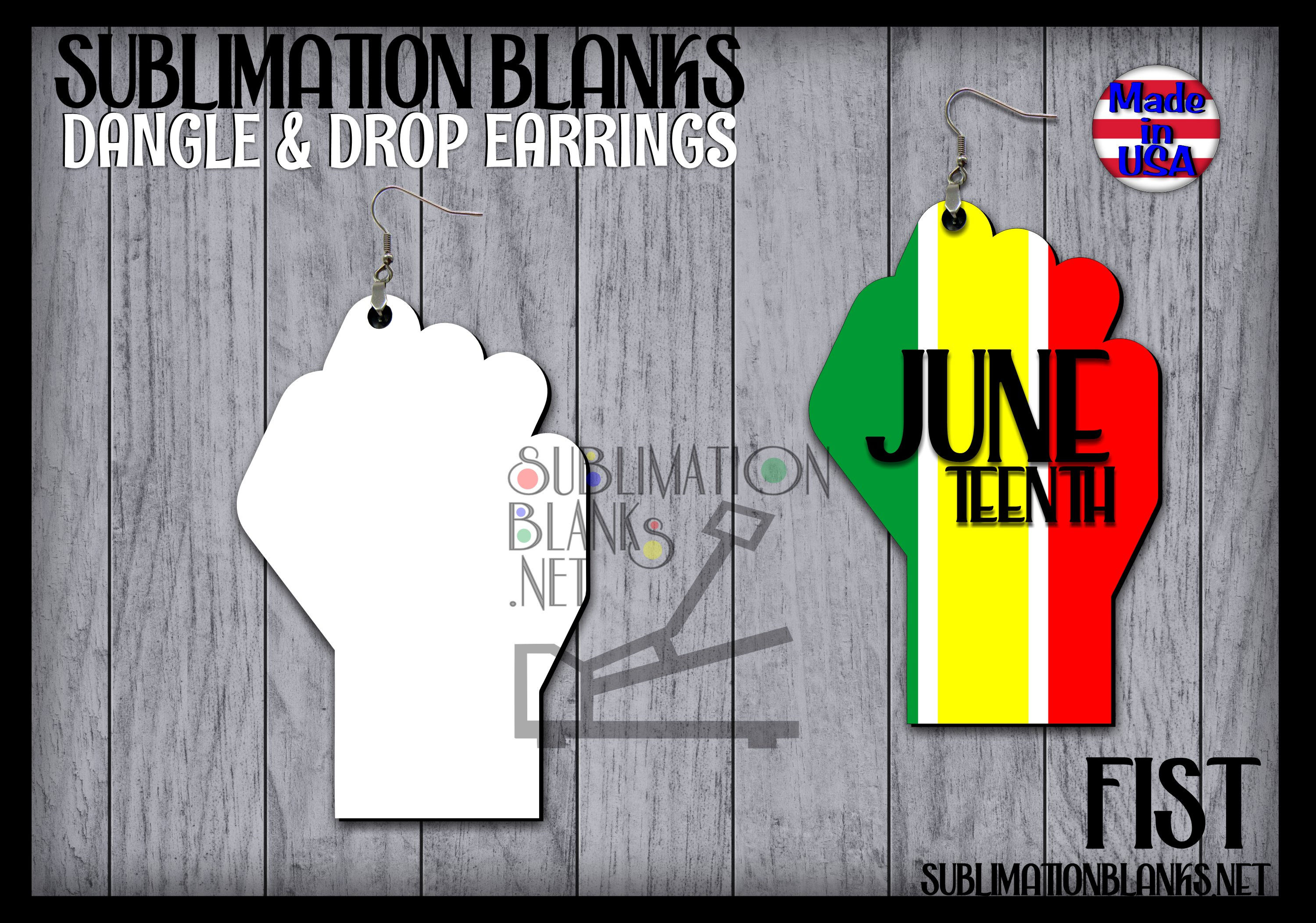 Black History Black Power Fist Hand Sublimation Blanks Dangle Earrings Juneteenth African American Independence Day 1865 Free
