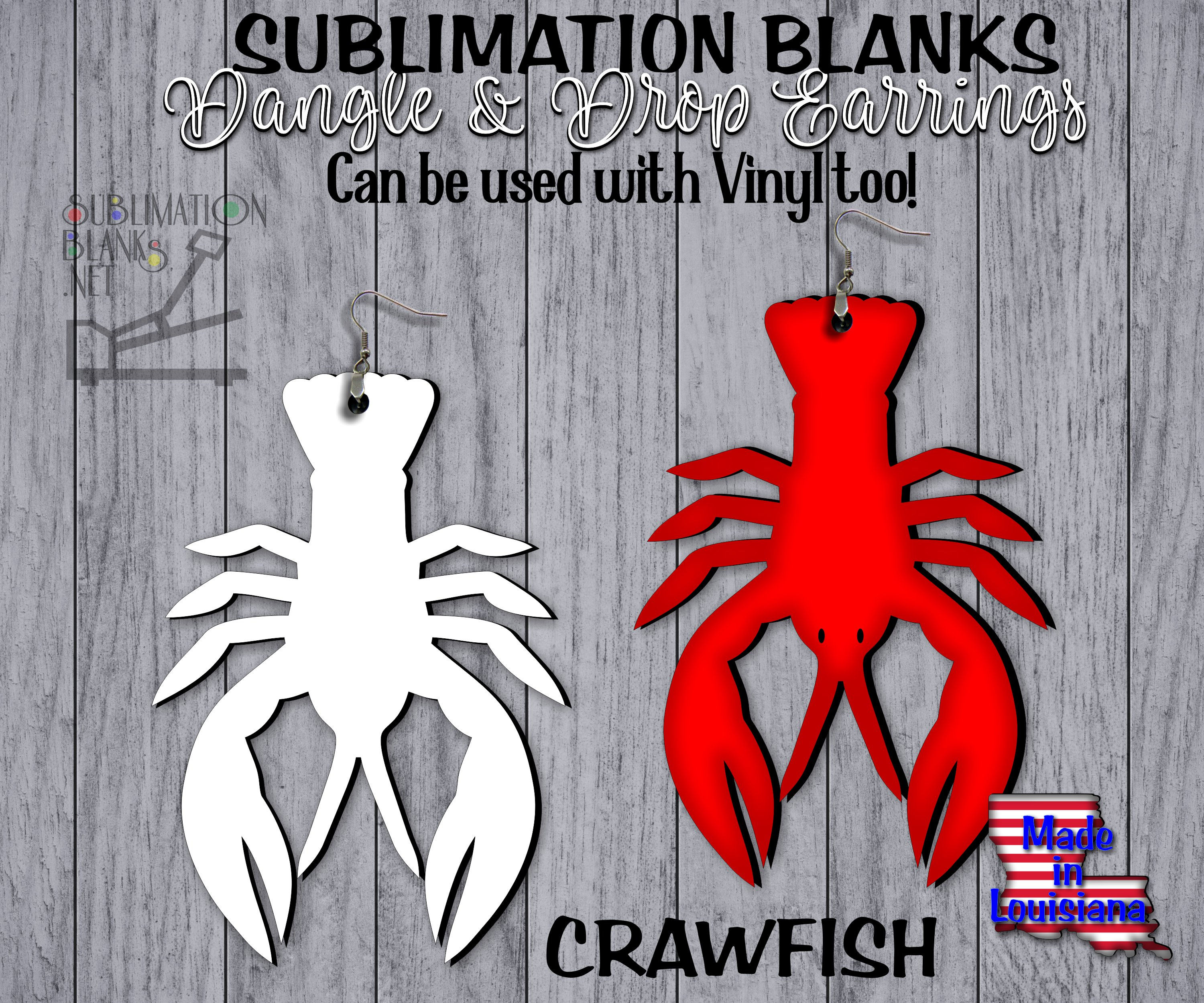 CRAWFISH Earrings, Sublimation Blanks, Sublimation Earrings, Wholesale