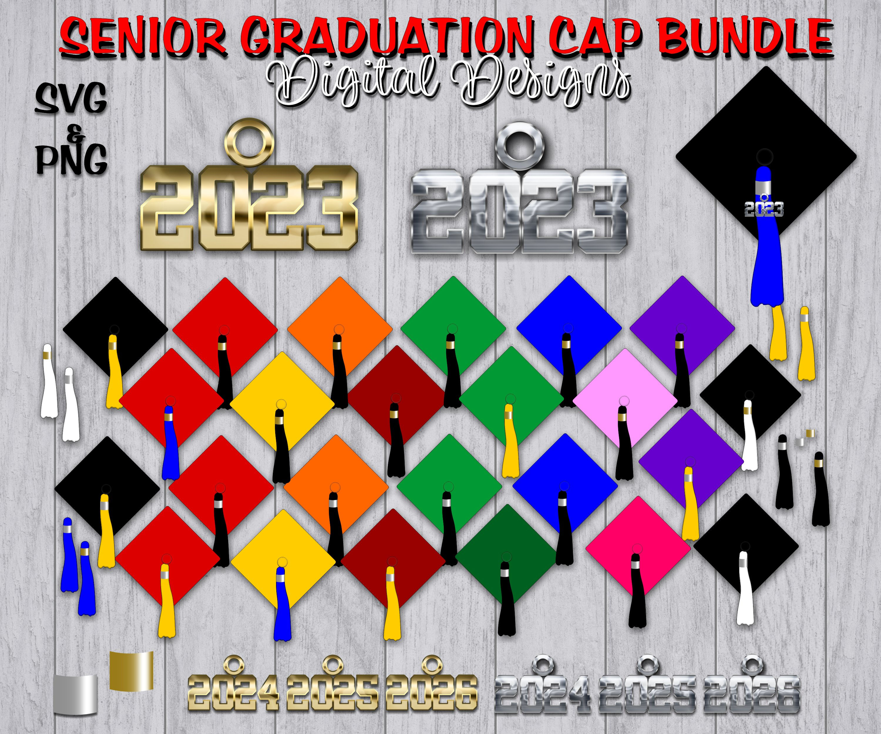 Senior SVG Senior PNG Graduation Cap BUNDLE Sublimation Designs Downloads