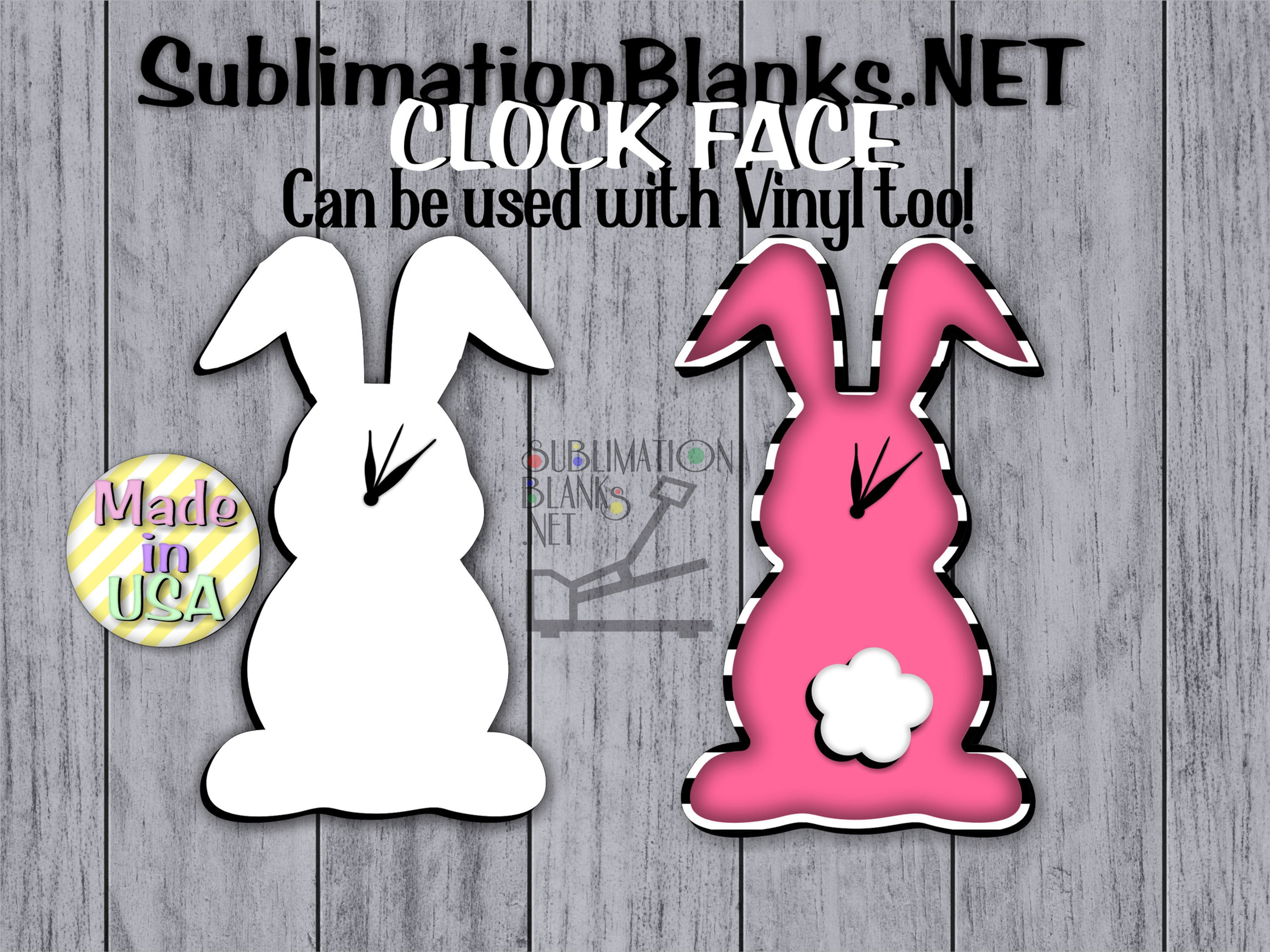 BUNNY RABBIT CLOCK FACE Sublimation Blanks Unisub Mdf Hardboard Easter Decor