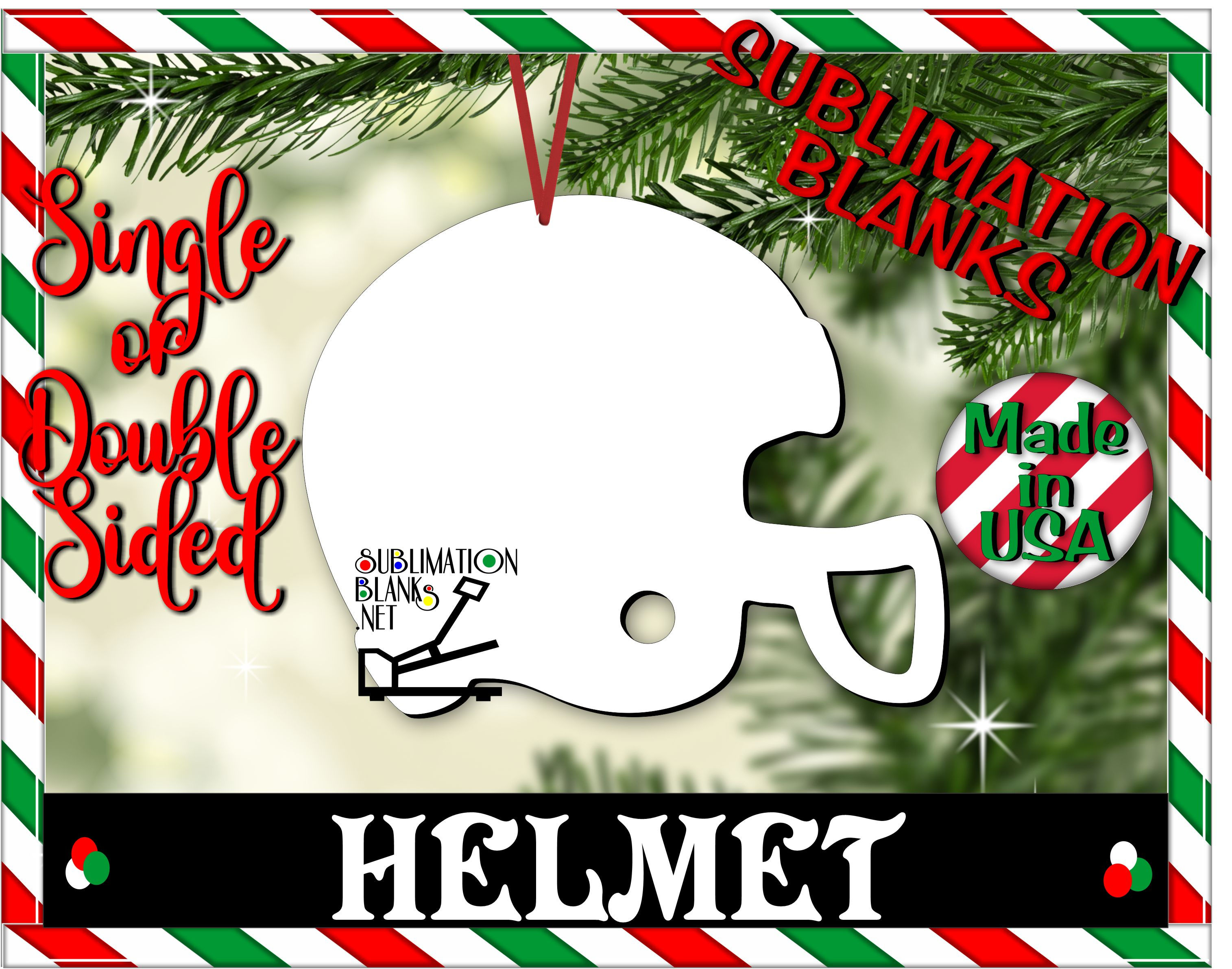FOOTBALL HELMET Christmas Ornaments DOUBLE SIDED Sublimation Blanks