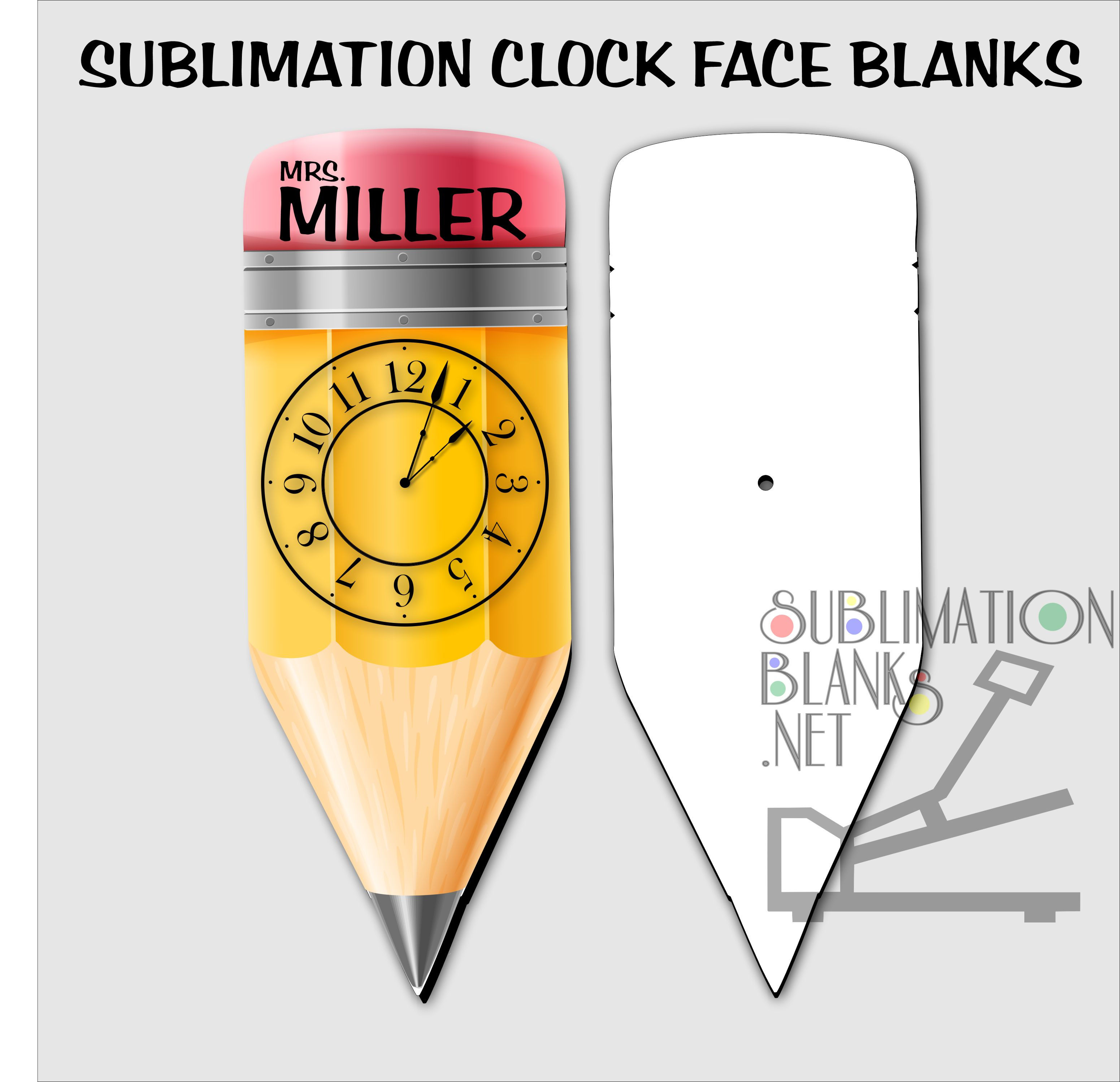 TEACHER PENCIL CLOCK FACE Sublimation Blanks Unisub Mdf Hardboard