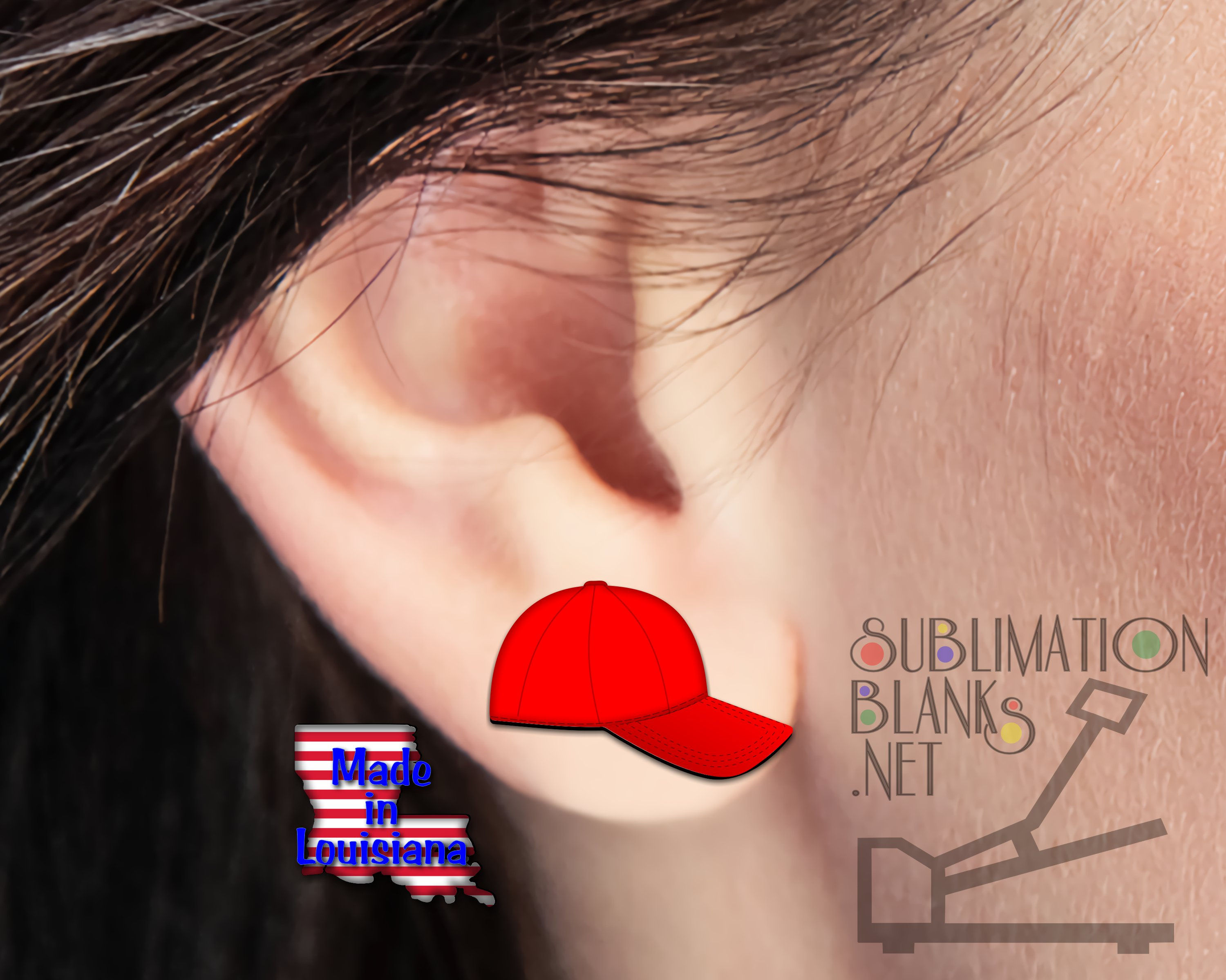 BASEBALL CAP STUD Earrings Sublimation Blanks Earring Studs Softball Mom