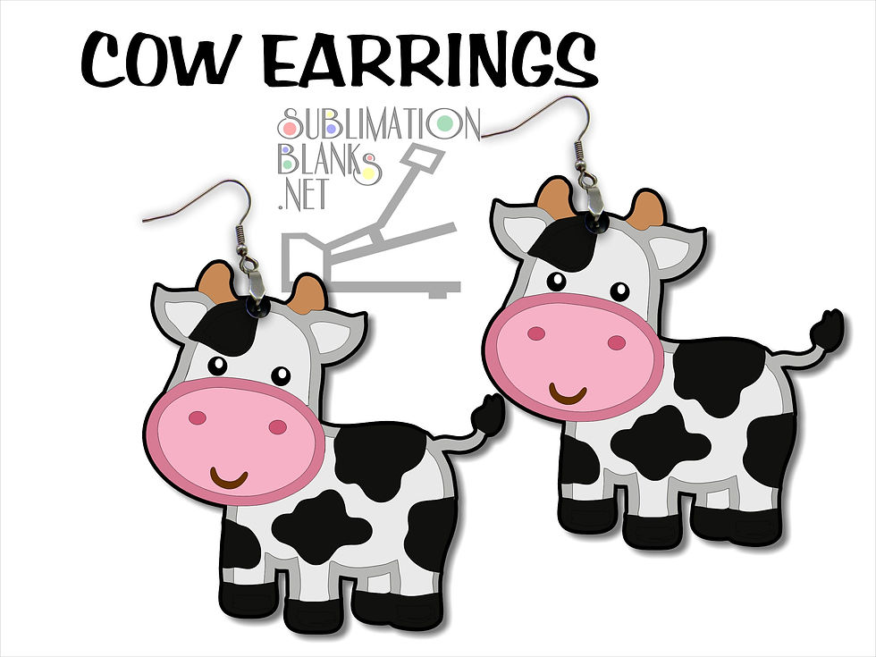 Cow Earrings Sublimation Blanks Sublimation Earrings SINGLE SIDED  Wholesale
