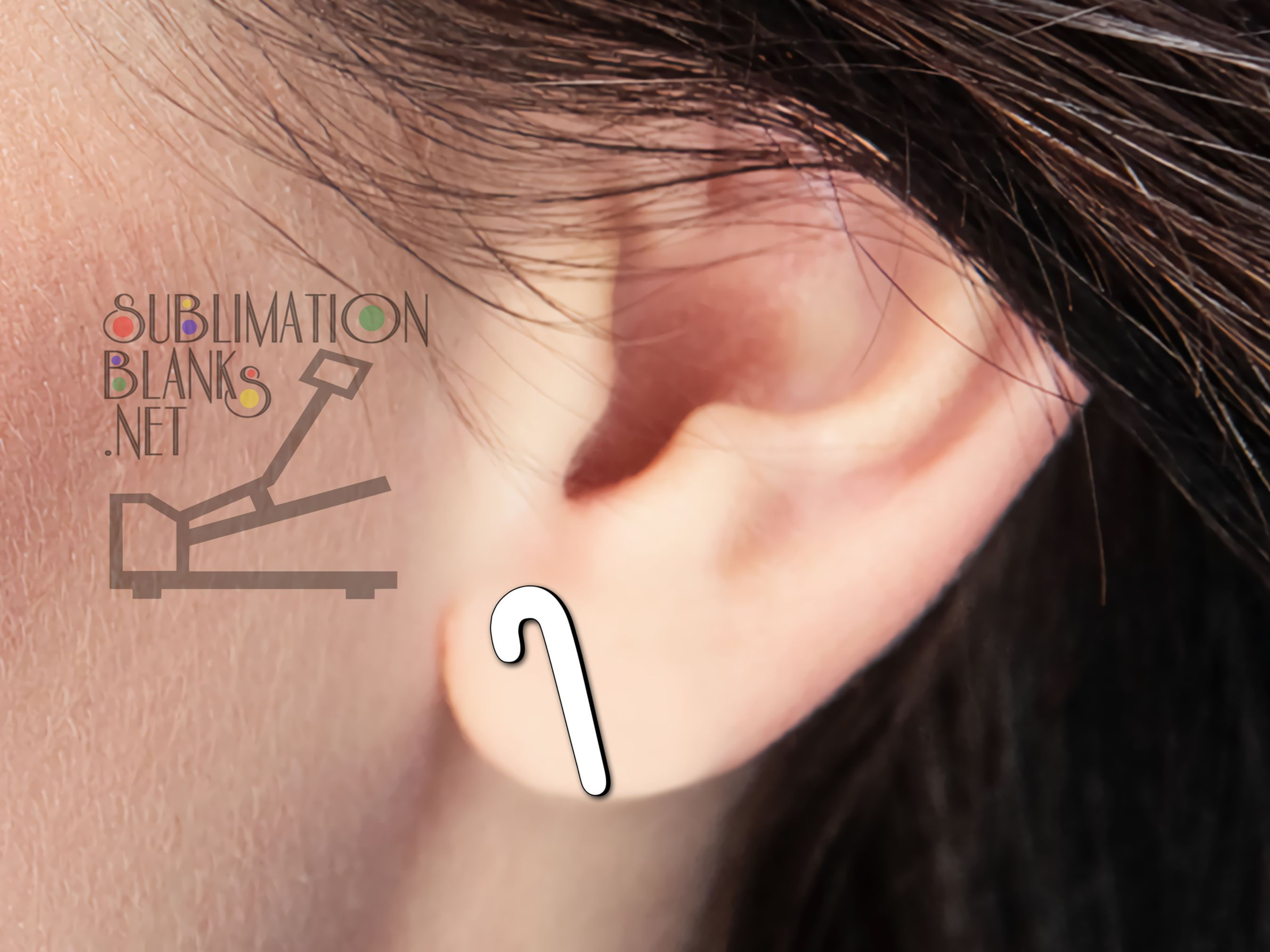 CANDY CANE STUD Earrings SUBLIMATION Blanks Earrings studs Single Sided Mdf