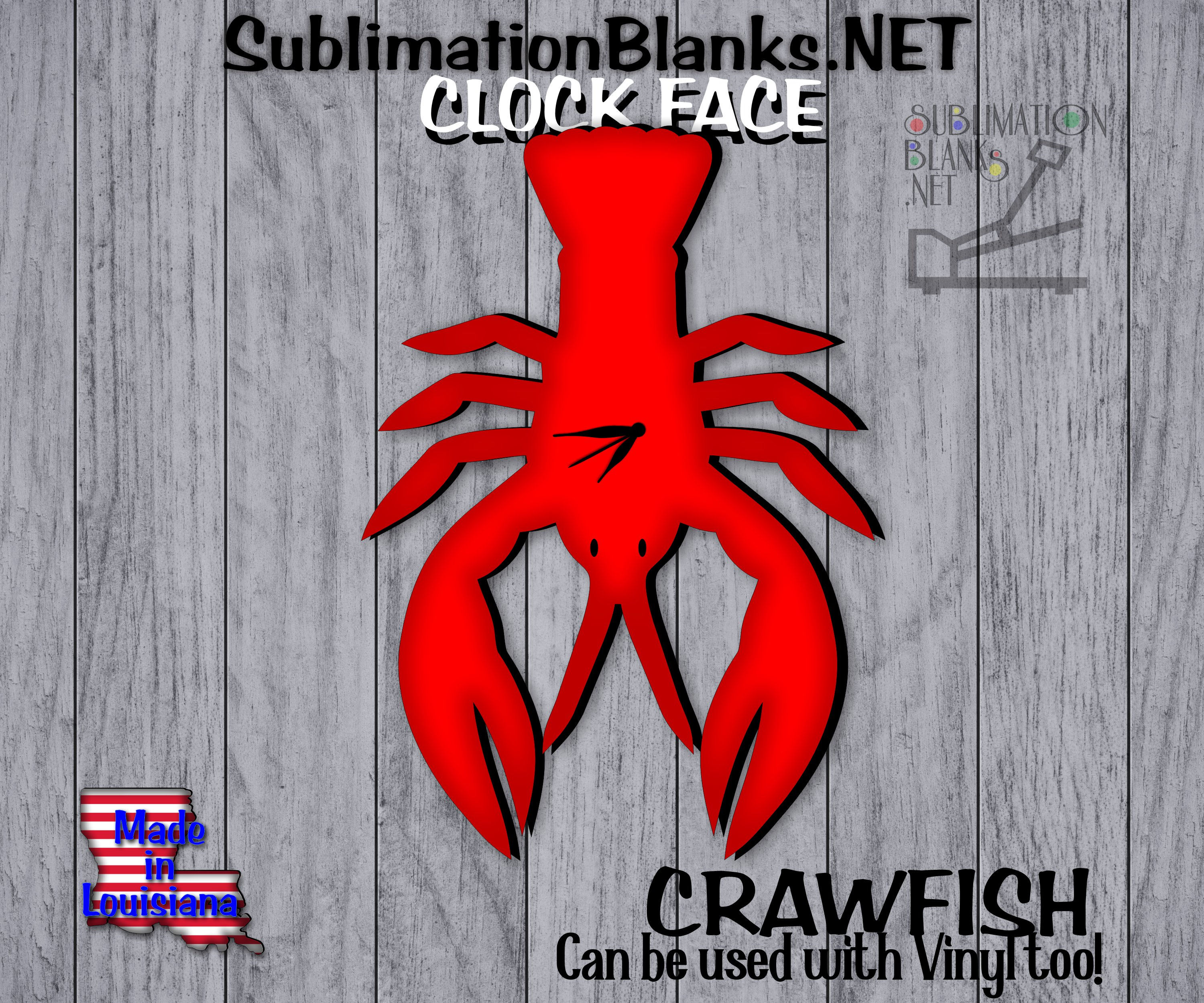 CRAWFISH CLOCK FACE Sublimation Blanks Unisub Mdf Hardboard CAJUN DECOR