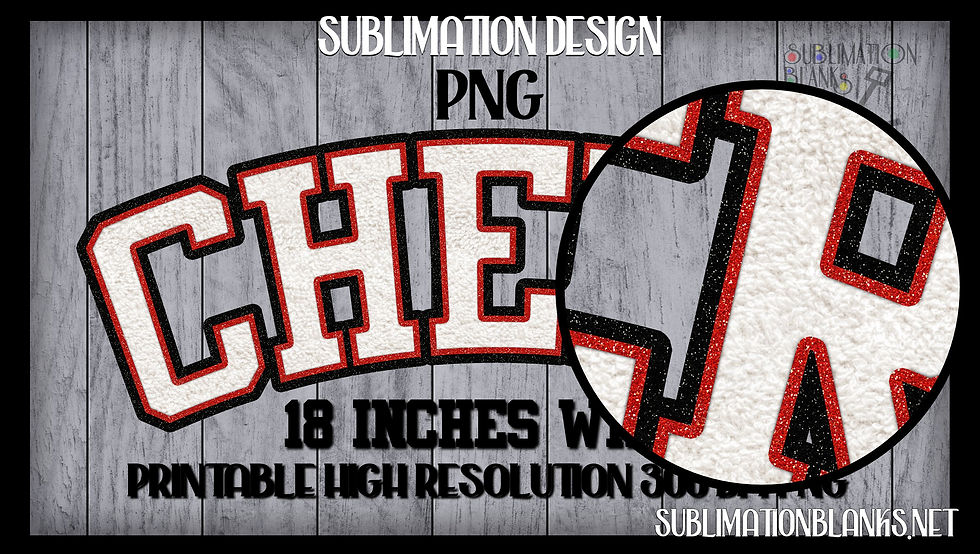 CHEER Png RED BLACK Glitter Faux CHENILLE Patch Varsity Team Mascot School Spirit Sublimation Designs Downloads Digital Print