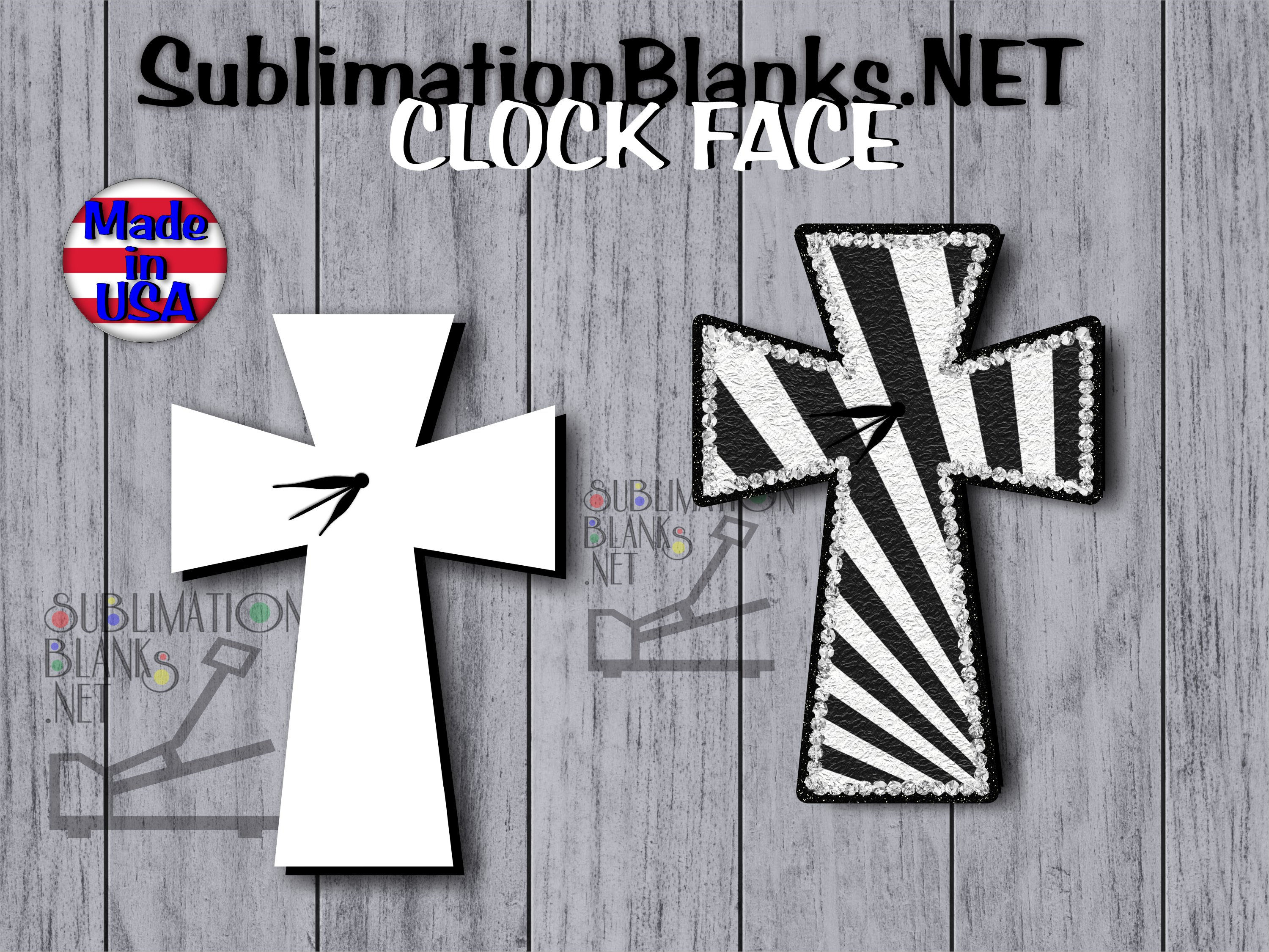 CROSS CLOCK FACE Sublimation Blanks Unisub Mdf Hardboard Christian Decor