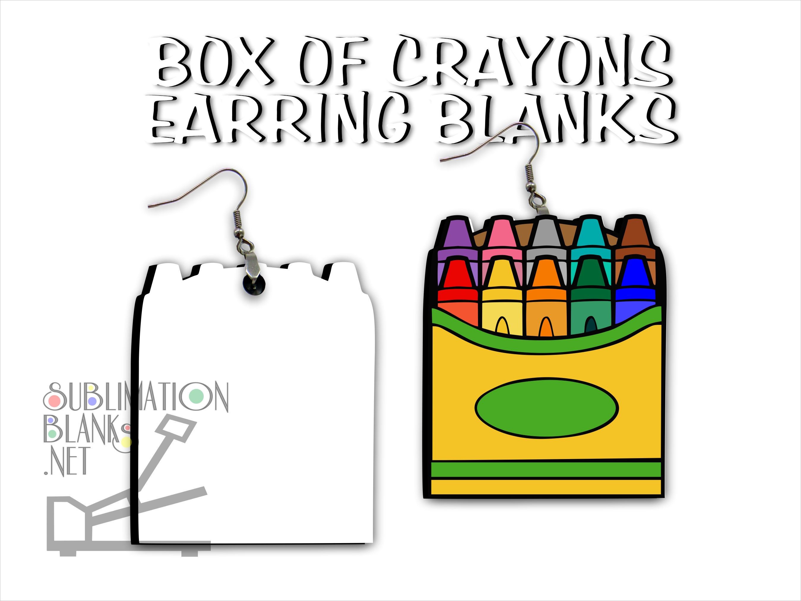 CRAYONS, Sublimation Blanks, Sublimation Earrings, Wholesale, Back to school
