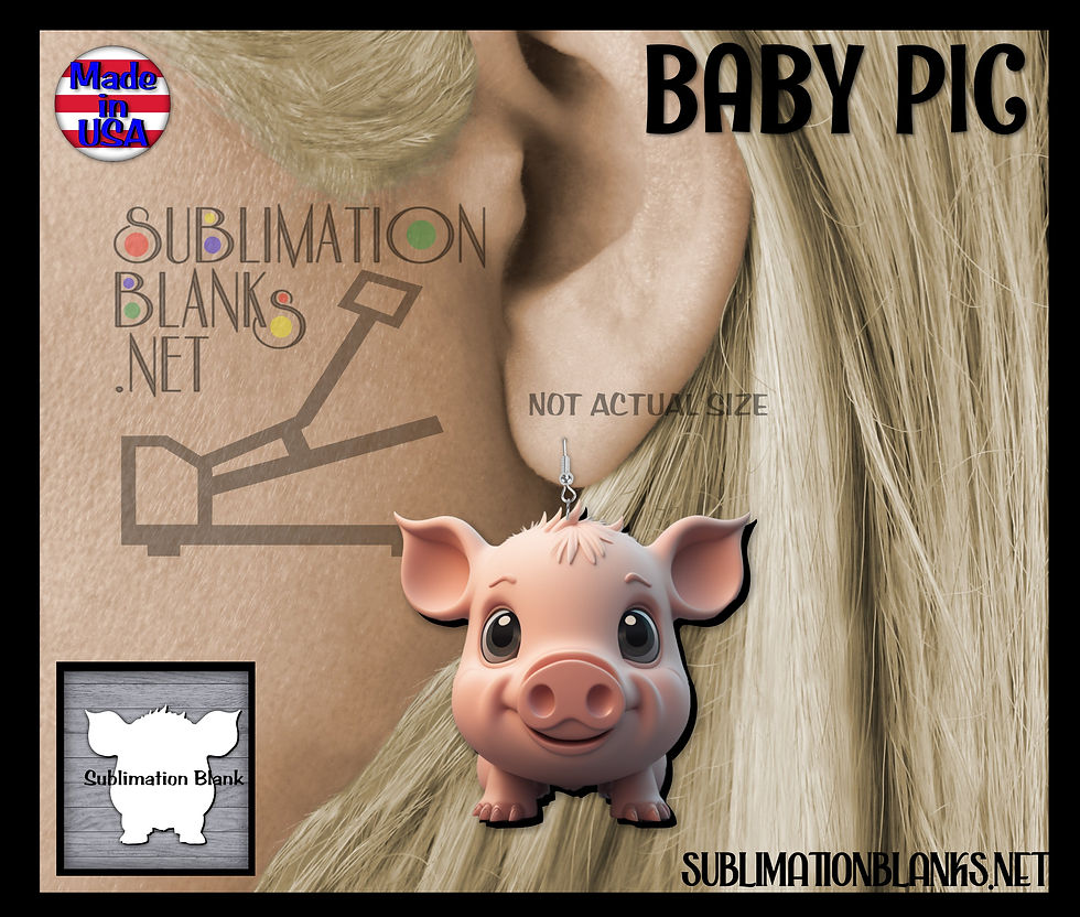 Pig Swine Sublimation Blanks Dangle Earrings Necklace Jewelry Charm