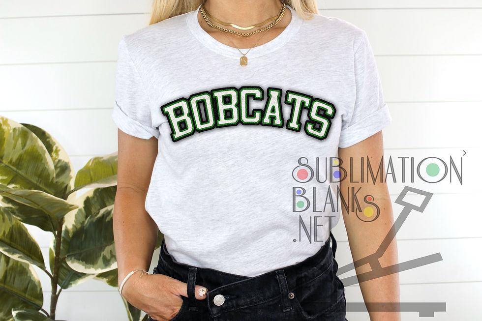 Thumbnail: BOBCATS  Png Black Green Glitter Faux CHENILLE Patch Varsity Team Mascot School Spirit Sublimation Designs Downloads Digital