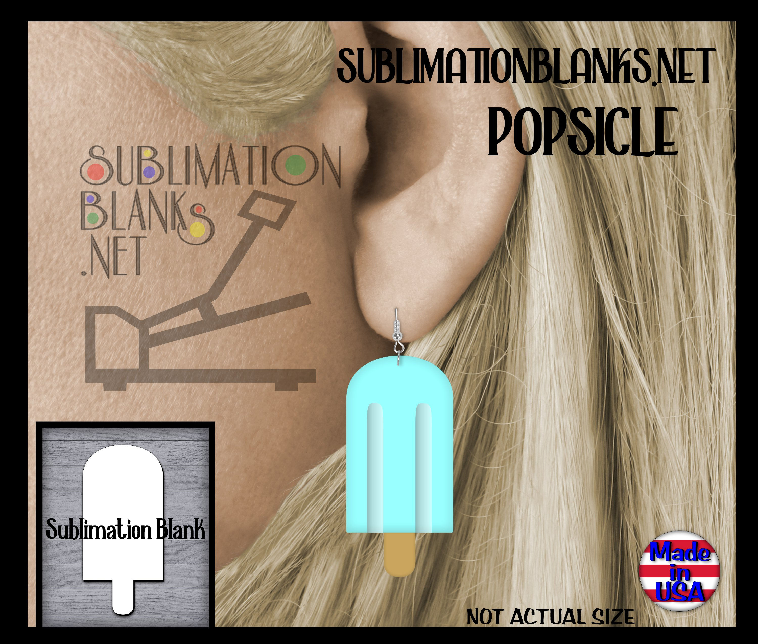 Popsicle Ice Cream Summer Dangle Earrings Sublimation Blanks Unisub Earrings