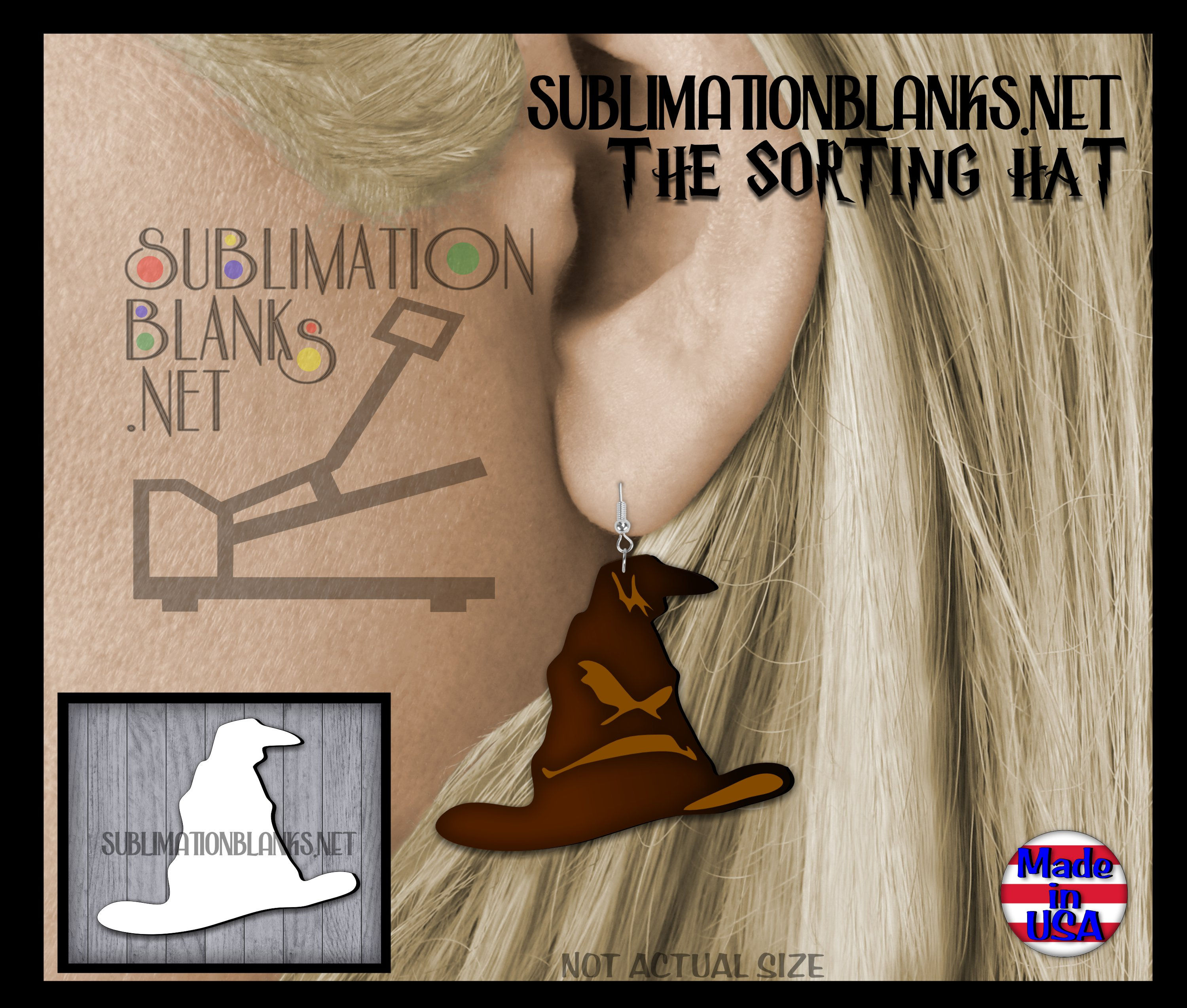 HARRY POTTER SORTING HAT Sublimation Blanks Dangle Earrings Unisub