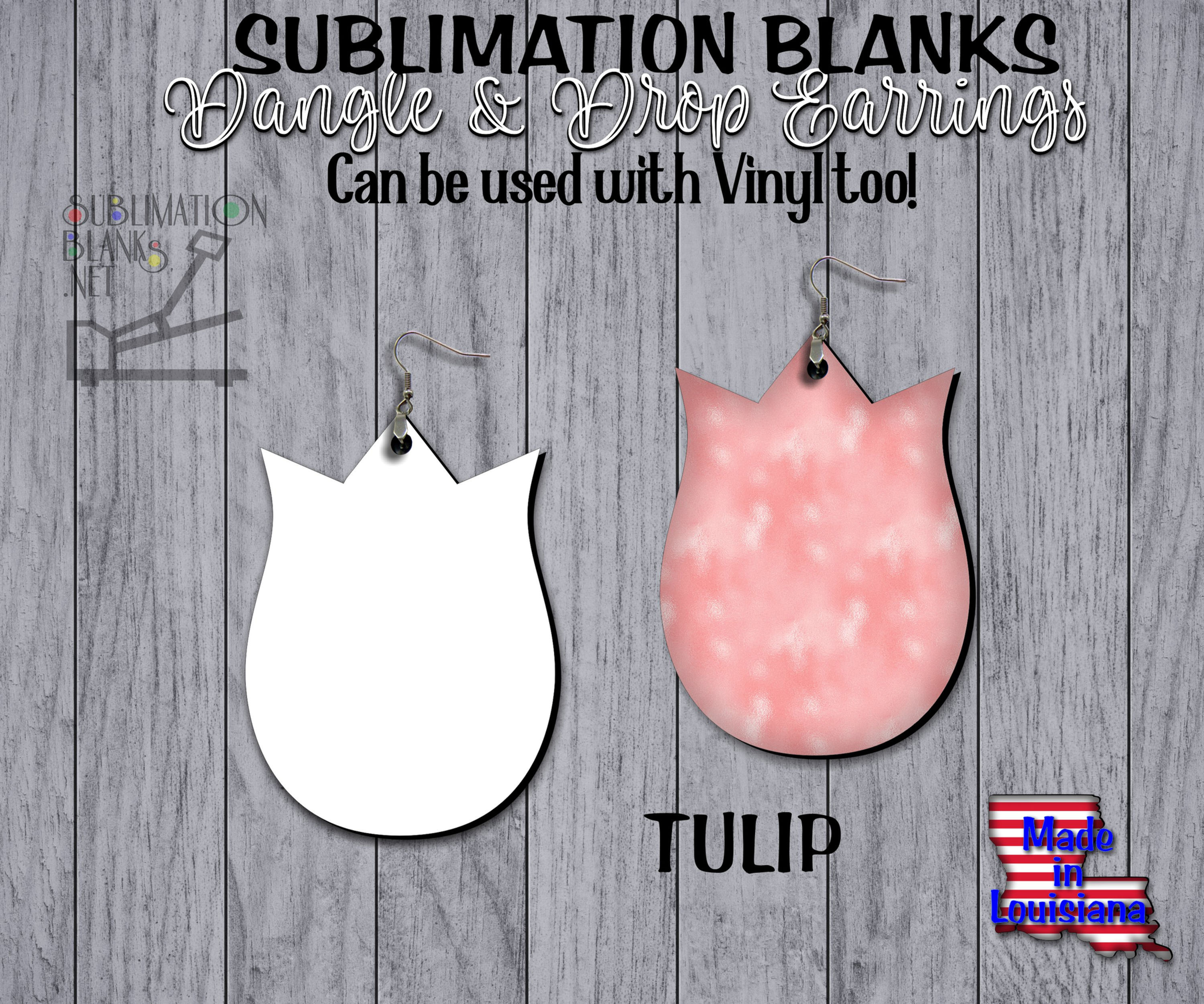 TULIP Flower DANGLE Earrings Sublimation Blanks Wholesale Earrings Spring