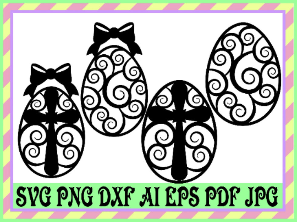 EASTER SVG Easter Decor Cross Swirls Door Hanger Christian Bundle Easter Egg Bundle Digital Download Laser Cut Files, Clipart