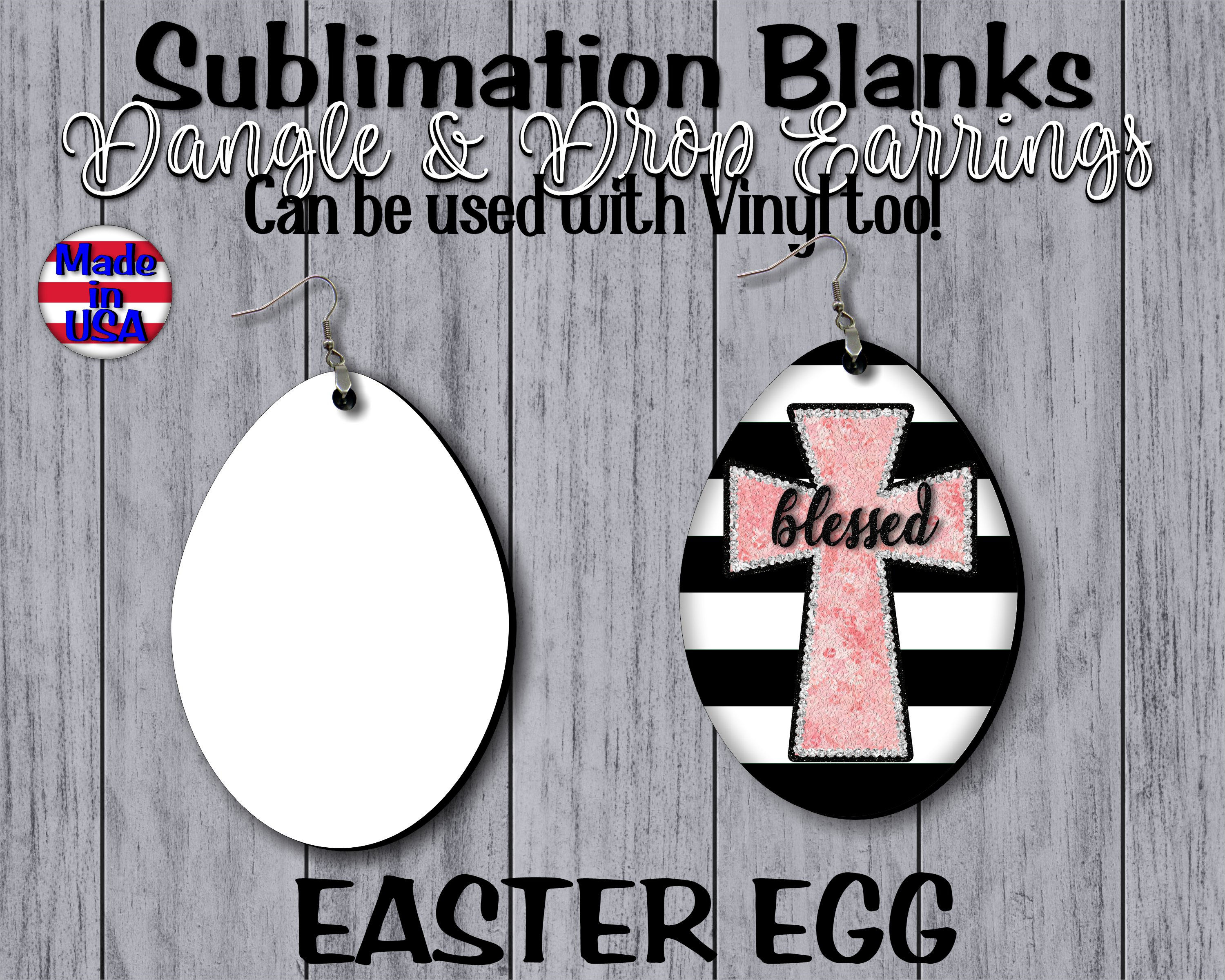 EASTER EGG Dangle Earrings SUBLIMATION Blanks Wholesale oval Egg Earring