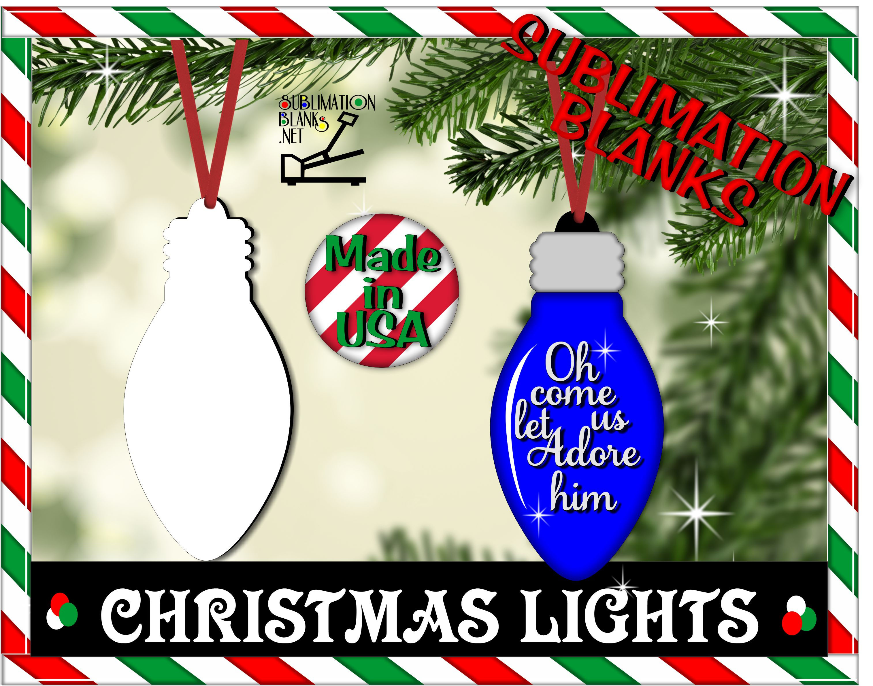 Double Sided CHRISTMAS Lights Christmas Ornaments Sublimation Blanks Mdf