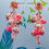 Thumbnail: Pink and pearl post glass flower, Liberty silk and pearl earrings