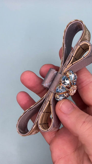 Thumbnail: Blue and biscuit pet couture collar made from vintage Gucci & Burberry silk ties