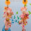 Thumbnail: Peach and pearl post glass flower, Liberty cotton and pearl earrings