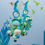 Thumbnail: Blue post glass flower, Liberty cotton and pearl earrings