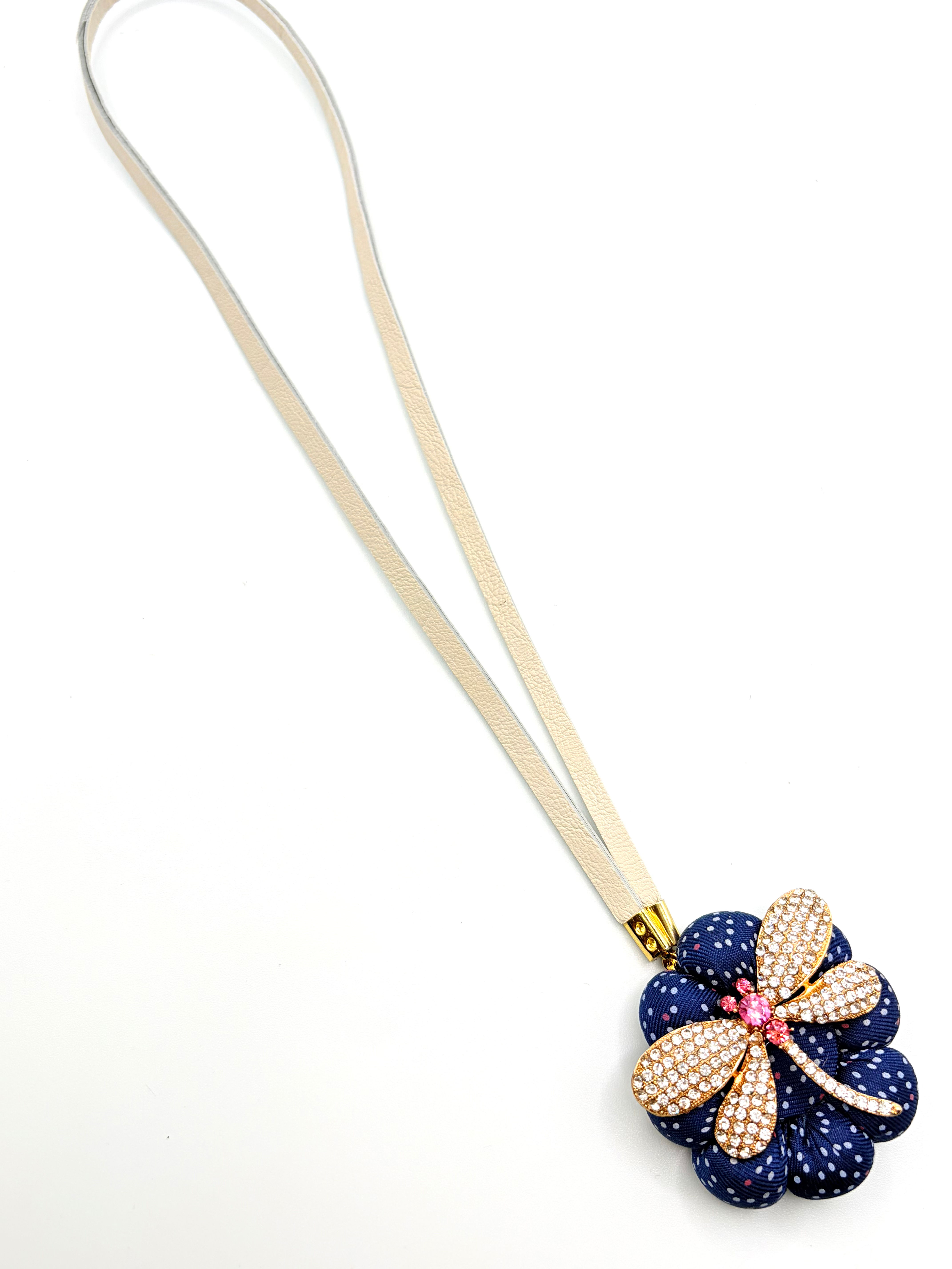 Blue and pink confetti dragonfly bag charm made from a vintage Hermes silk tie