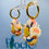Thumbnail: Blue and orange reversible earrings with Liberty silk and gold huggie