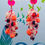 Thumbnail: Neon pink post earrings with glass Liberty cotton flowers