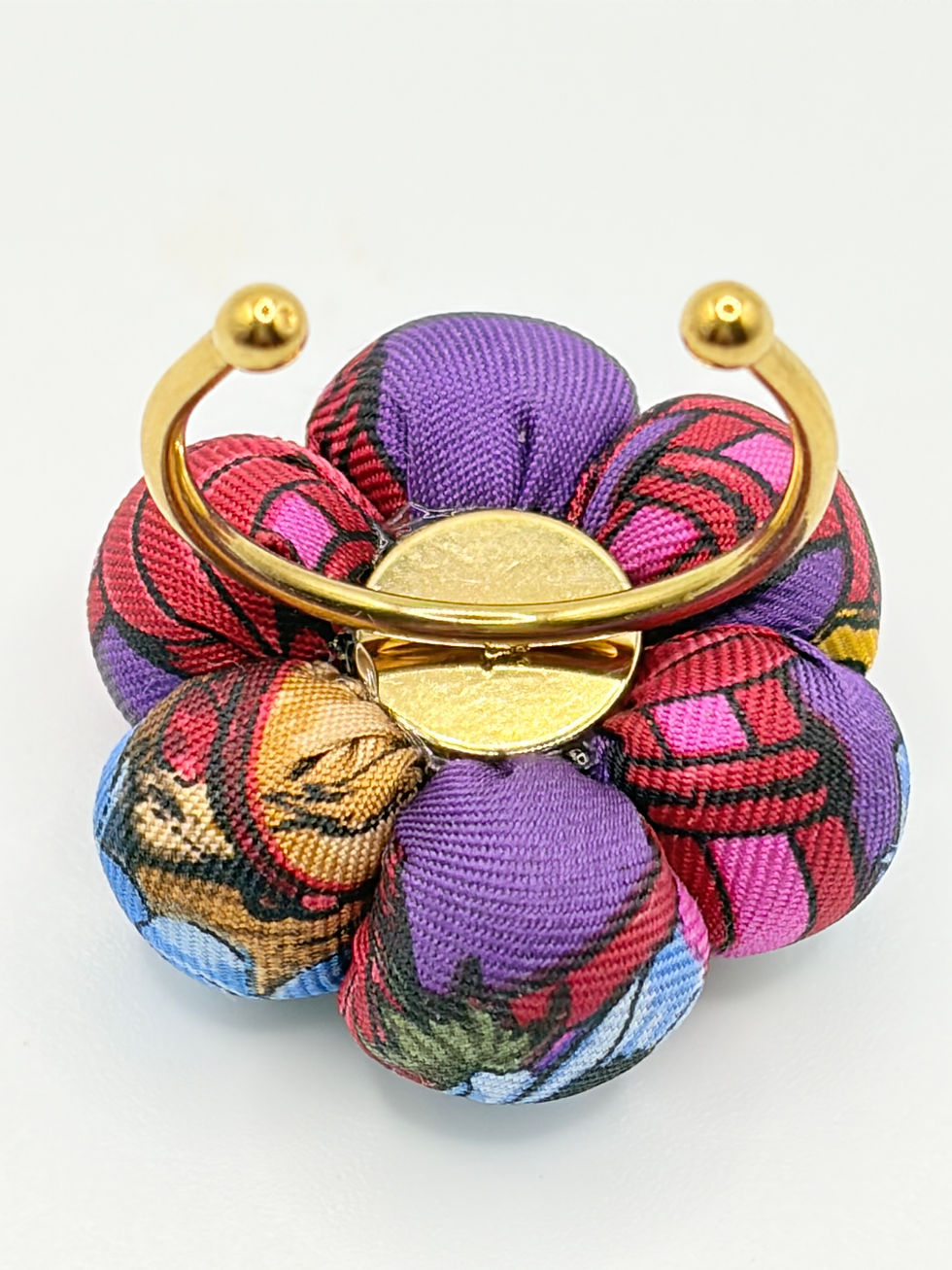 Thumbnail: Pink & blue flower print ring made from vintage Gucci silk tie