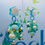 Thumbnail: Blue post glass flower, Liberty cotton and pearl earrings