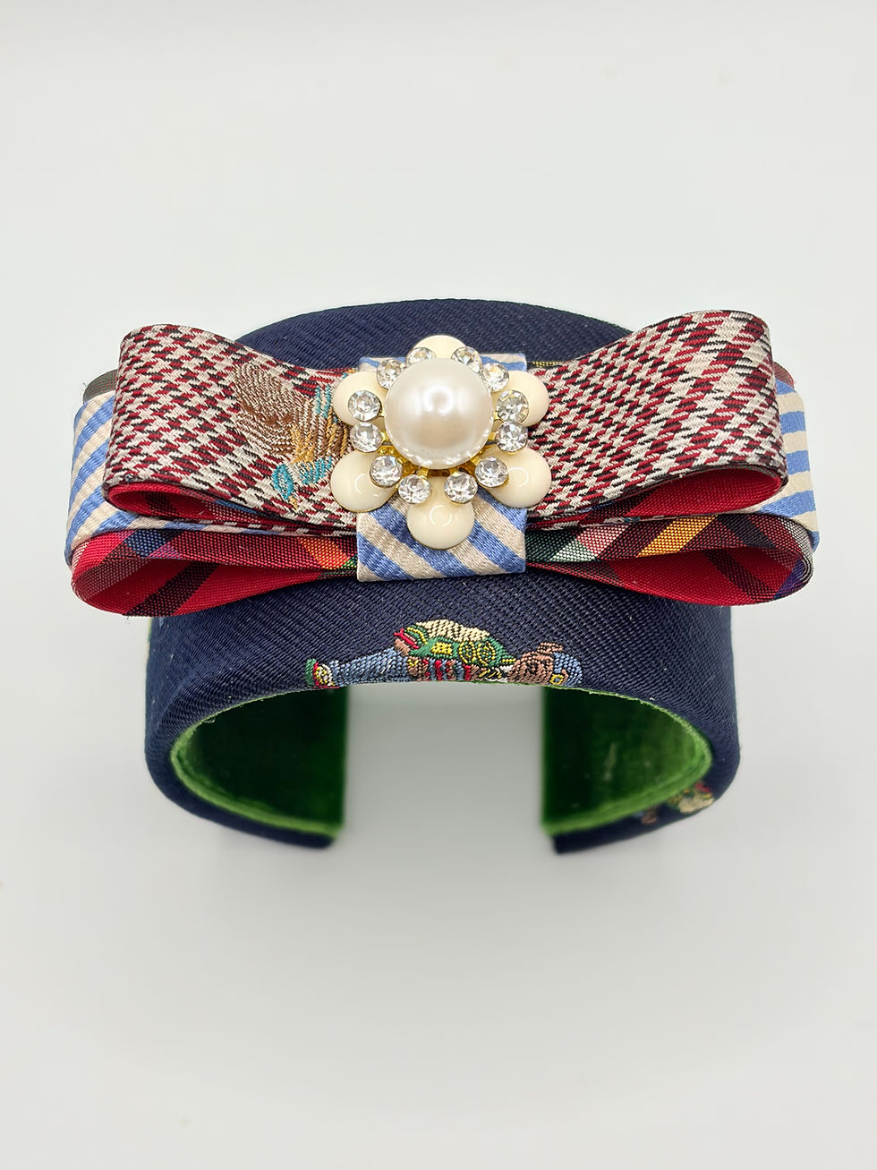 Thumbnail: Polo bear patchwork cuff made from vintage Ralph Lauren silk ties