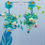 Thumbnail: Blue post glass flower, Liberty cotton and pearl earrings