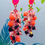 Thumbnail: Neon pink post earrings with glass Liberty cotton flowers