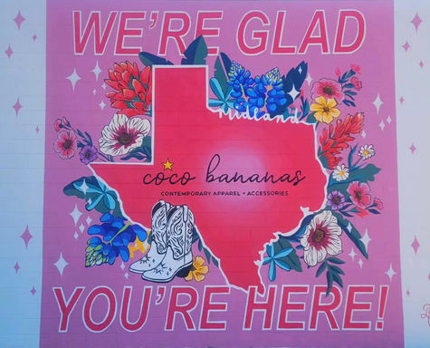 pink Texas wild flower mural