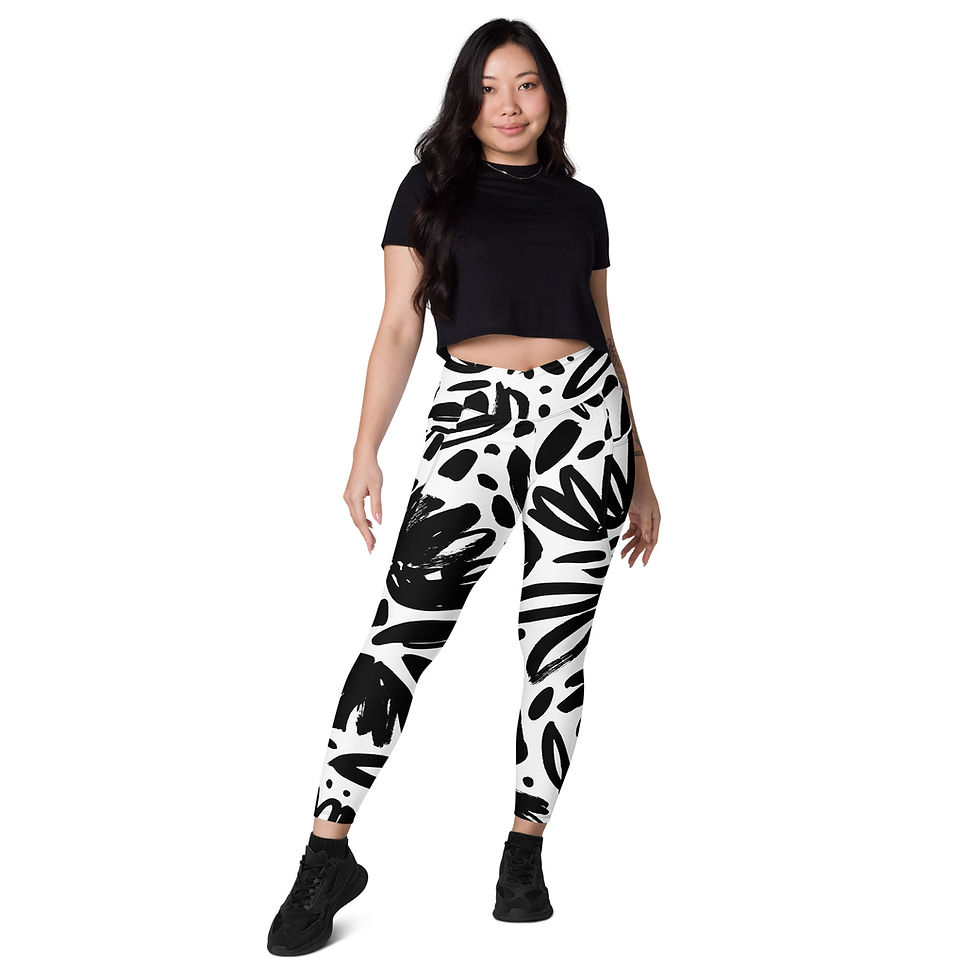 Thumbnail: Crossover leggings with pockets - GLP-C010